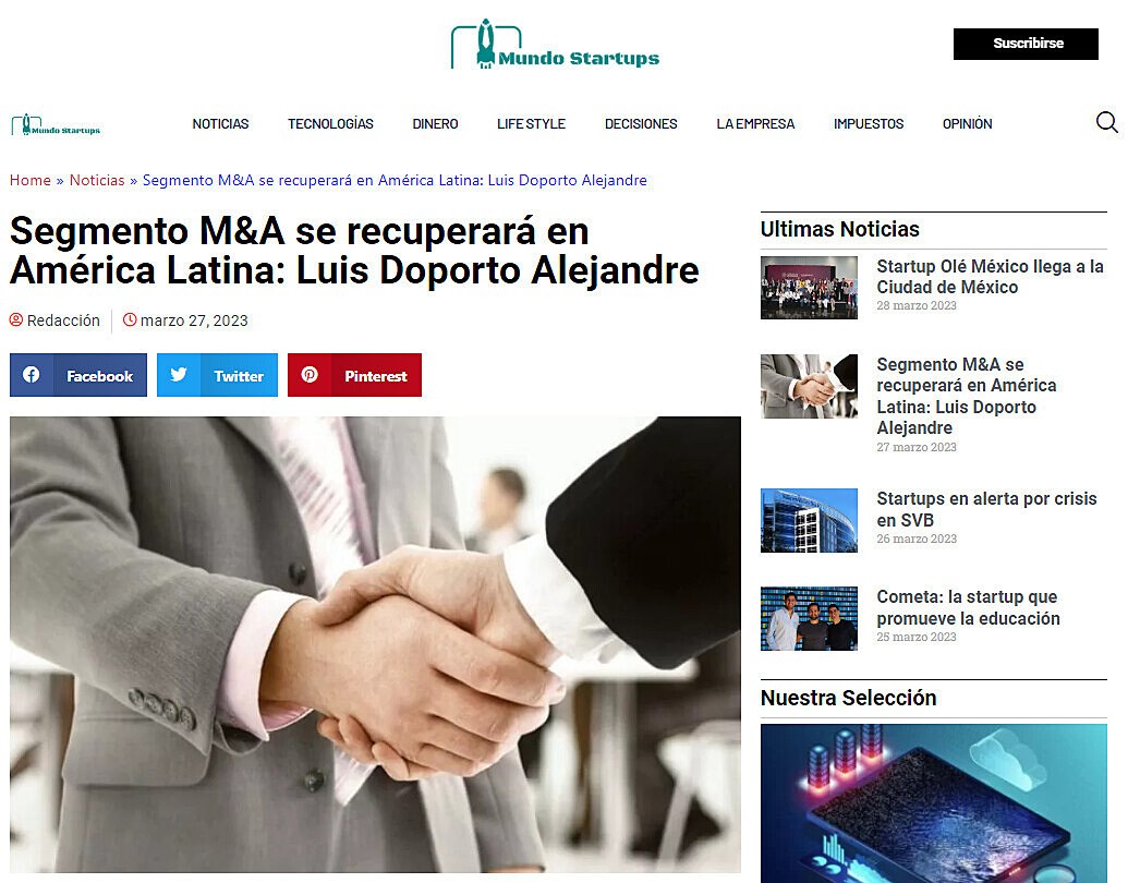 Segmento M&A se recuperar en Amrica Latina: Luis Doporto Alejandre